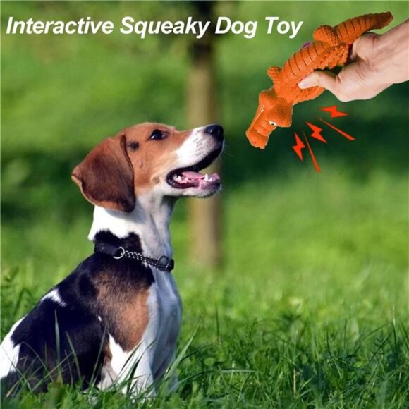 Squeaky Dog Toys for Aggressive Chewers, Durable Dog Toys Natural - Picture 5 of 5